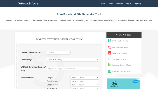 Best Free Robots.txt Generator Tools 8 Web Nots