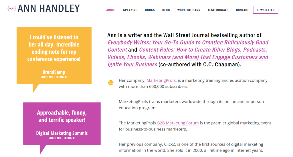 Ann Handley’s Bio Ann Handley’s Bio