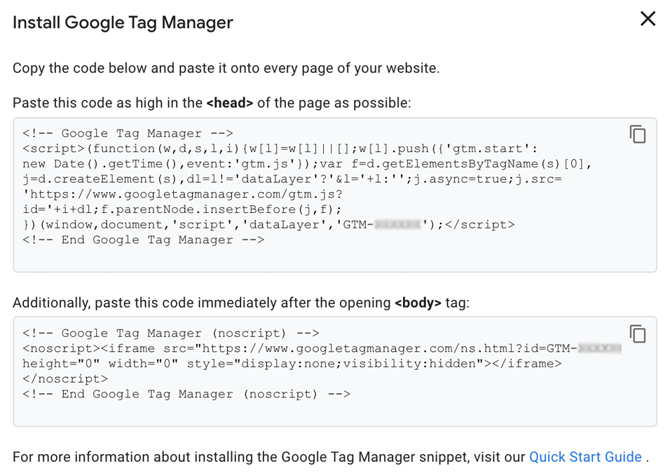 GTM container code GTM container code