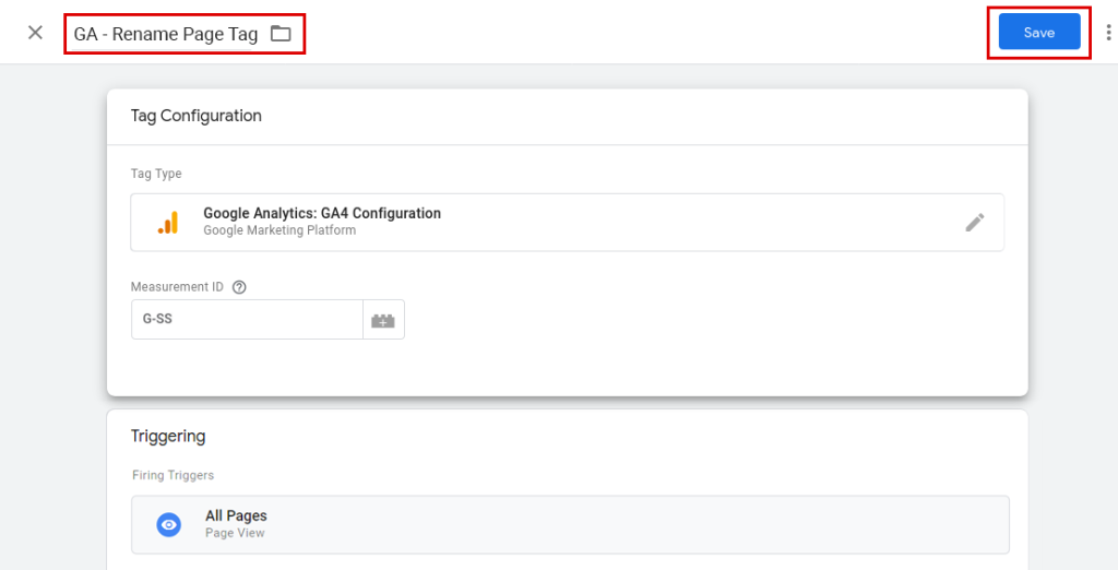 GA4 Measurement ID Rename Tag