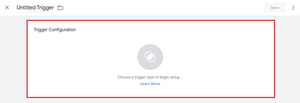 Trigger configuration Trigger configuration