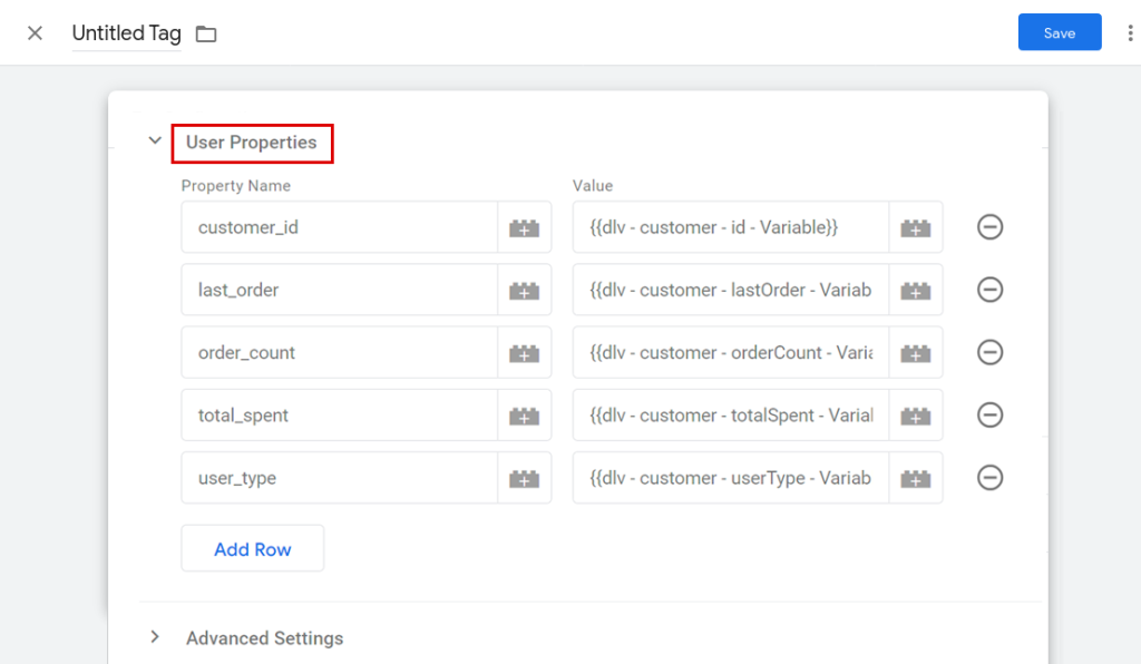 User Properties User Properties