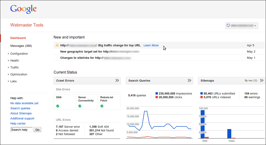 Webmaster Tools Dashboard Work Webmaster Tools Dashboard Work